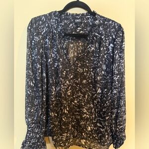 INC International Concepts Black and White Abstract Blouse